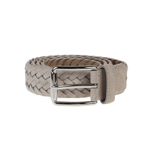 Tods Braided Leather Belt With Rectangular Silver Buckle - NWT